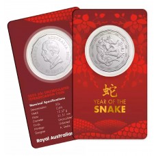 AUSTRALIA 2025 . FIFTY 50 CENTS COIN . YEAR OF THE SNAKE . COIN ON CARD